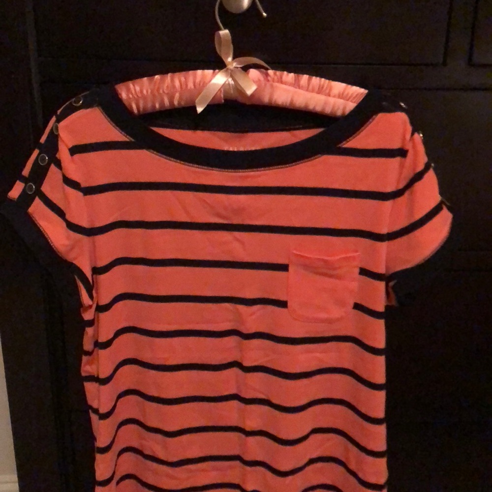 Talbots Orange and Black Striped t shirt